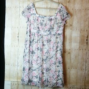 Dressbarn Brown Pink & White Floral Dress Sz. 18W
